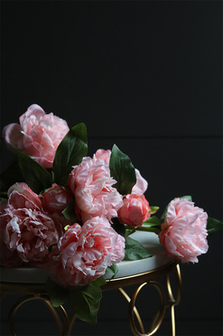 Peonie Sweet Pink, gałązka sztucznej peonii, 3szt, dł.75cm 