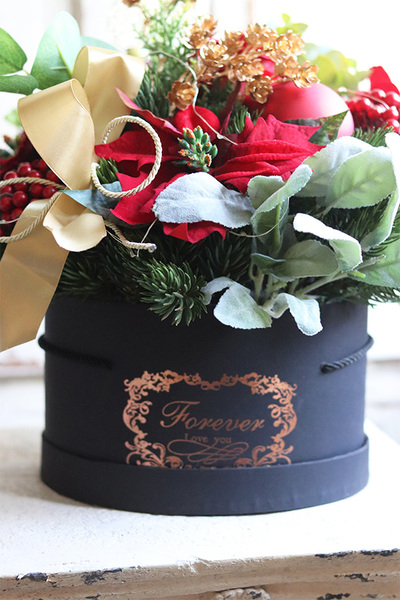 Czerwień Świąteczna, flowerbox bożonarodzeniowy, wys.42cm 