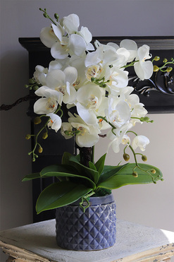 Blue Jedia, sztuczny storczyk w fioletowej donicy, wys.48cm