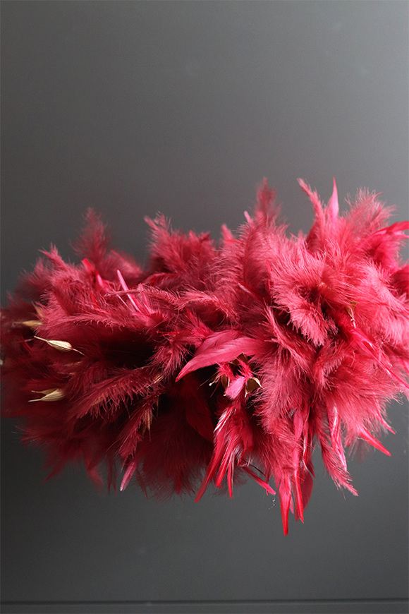 Bordowe Pióra, dwustronny wielkanocny wianek z piórami