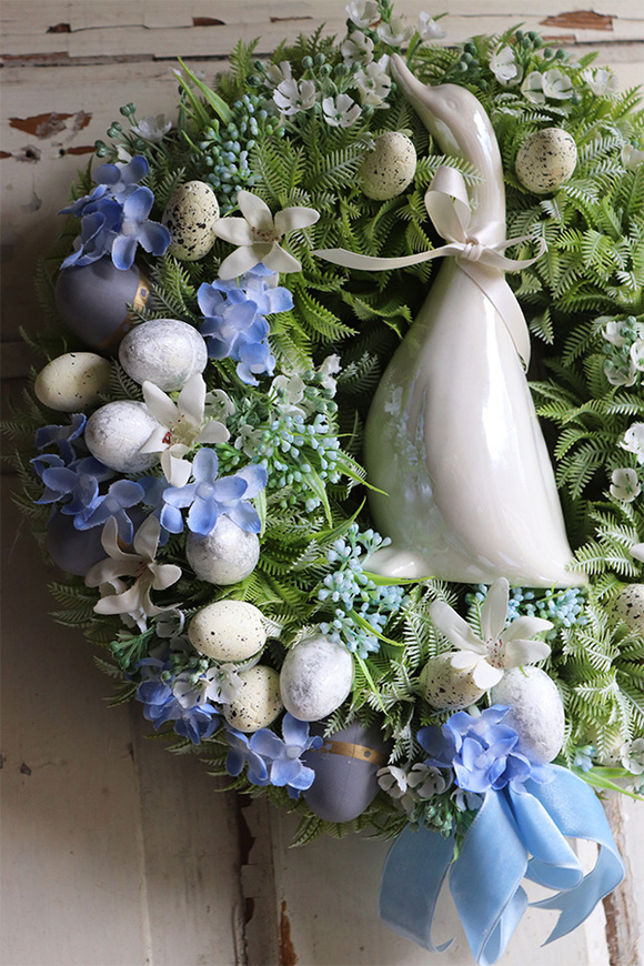 Gąska, wielkanocny niebieski wianek, śr.30cm