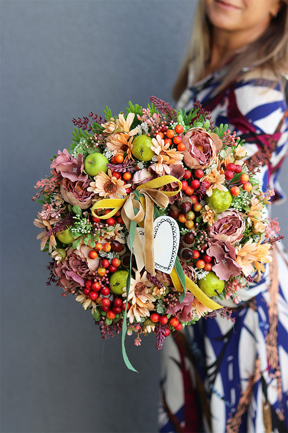 jesienny wianek z zawieszką, Jesienne Serce 2