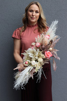 Boho Grenatia Laos, kompozycja kwiatowa na stół z suszem