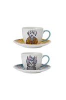 Dzień Babci i Dziadka, komplet 2 filiżanek do espresso, Pies & Kot, poj.240ml