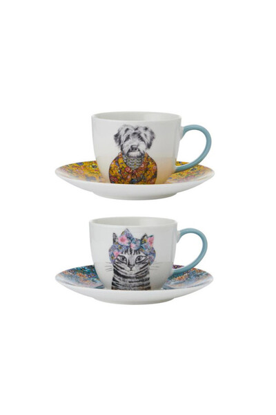 Dzień Babci i Dziadka, komplet 2 filiżanek do espresso, Pies & Kot, poj.240ml