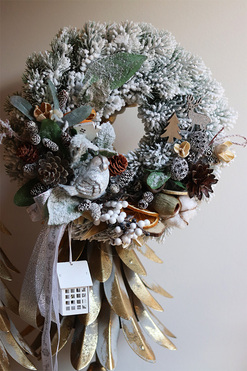 świąteczny wianek Zimowy Domek, śr.26cm 