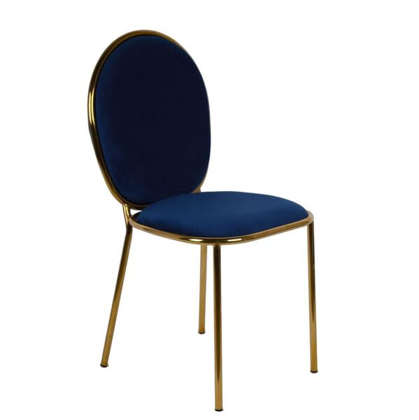 Prenolia, krzesło z welurowym obiciem, granatowe, wym.44x51x92cm 