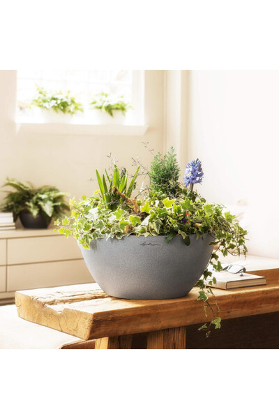 Cubeto Stone, doniczka z nawadnianiem, szary