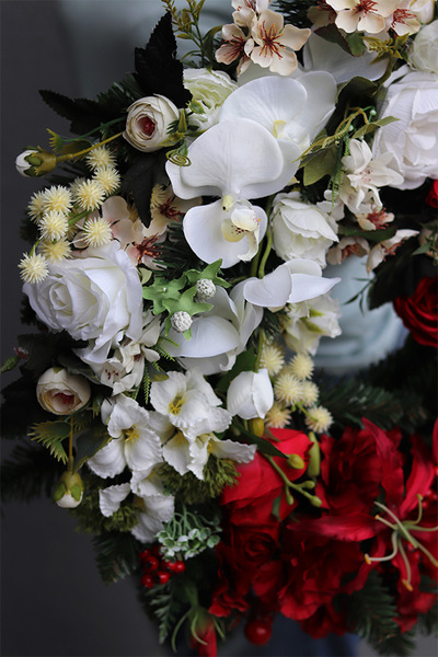 Polska, okazały wianek / stroik patriotyczny, śr.48cm 