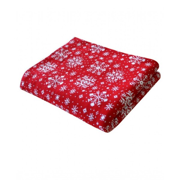 Danish Snow, dwustronny świąteczny koc pled, czerwony, wym.100x150cm 