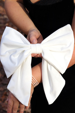 Velvet Papillon, welurowa kokarda pluszowa, biała, wym. 25x30 cm