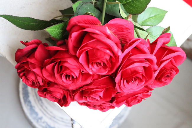 bukiet róż, Czerwień Miłosna, 9szt, dł.54cm 