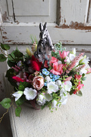 kompozycja stroik wielkanocny, Zajączek z Parasolem 2, wym.24x30cm 