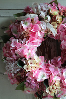 bogaty ozdobny wianek, Monista Hortensja, śr.40cm 