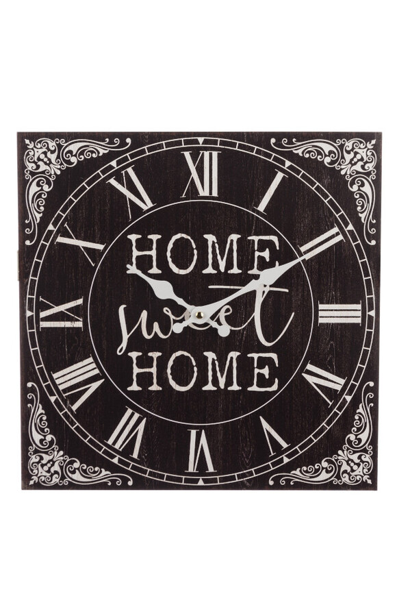 Home Sweet Home kwadratowy zegar ścienny