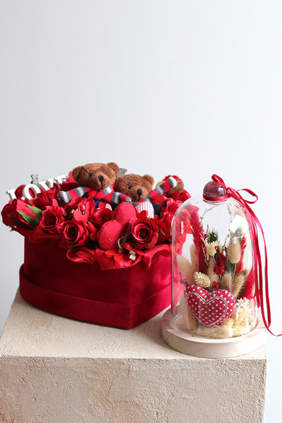  Walentynki Teddy, flowerbox na walentynki serce