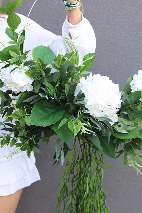 wianek kwiatowy, Subtelle Sibille Hortense Orchid B, na obręczy o śr.50cm