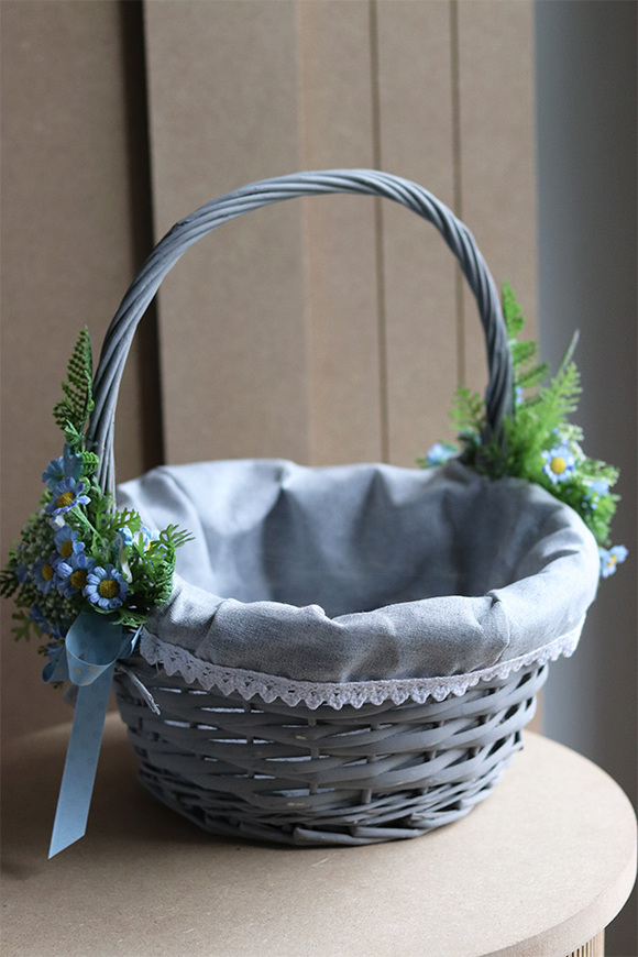 Niezapominajka, dwustronnie dekorowany koszyczek wielkanocny