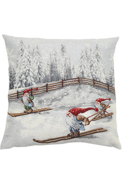 Skrzaty na Nartach, poszewka gobelinowa dwustronna, 45x45cm