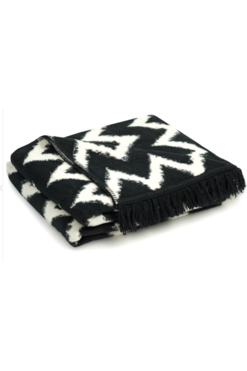 Zygzak koc / pled czarny, wym.150x200cm