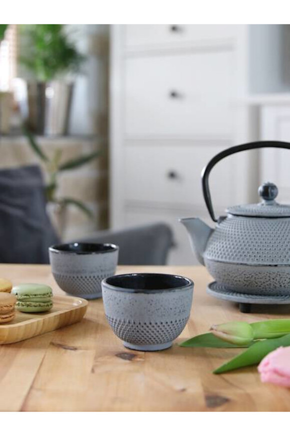 Awaji, żeliwny zestaw do herbaty, szary