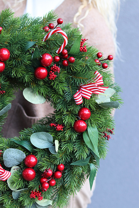 Christmas Exclusive Candy, świąteczny wianek z laskami cukrowymi