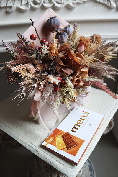 koperta / kompozycja flowerbox Chocolate