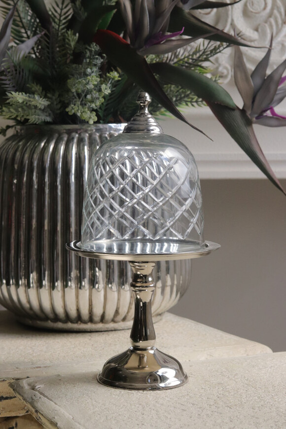 patera na nodze z kloszem, Lux Villa Silver Glamour