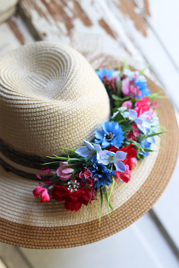 dekoracja kwiatowa na kapelusz, Summer Jazz