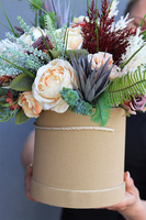 Bedura, brązowy flowerbox z sztucznym suszem, wys.41cm 