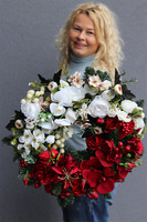 Polska, okazały wianek / stroik patriotyczny, śr.48cm 