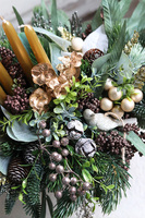 adwentowy stroik ze świecami, Złota Baśń, wym.40x56cm 