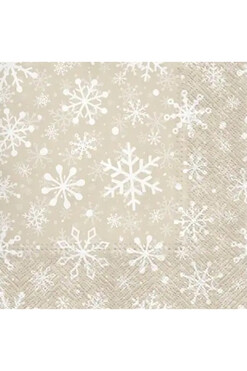 OD RĘKI Płatki Śniegu, świąteczne serwetki papierowe, beż, 20szt.