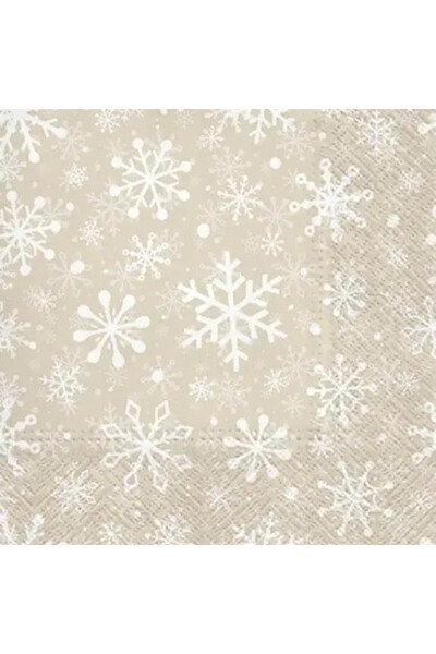 Płatki Śniegu, świąteczne serwetki papierowe, beż, 20szt