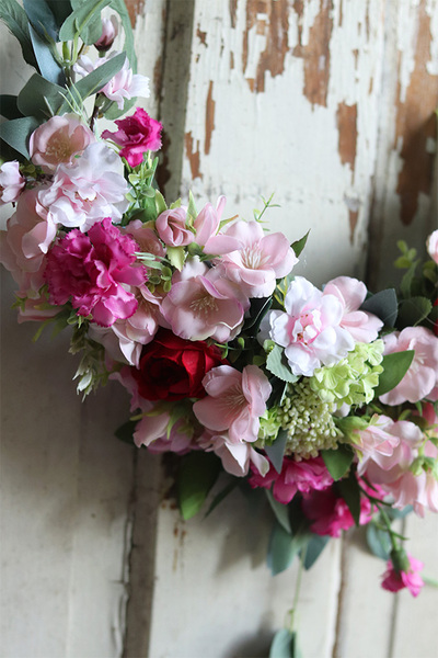 Helise Subtelle, barwny wianek na drzwi na obręczy, śr.38cm 