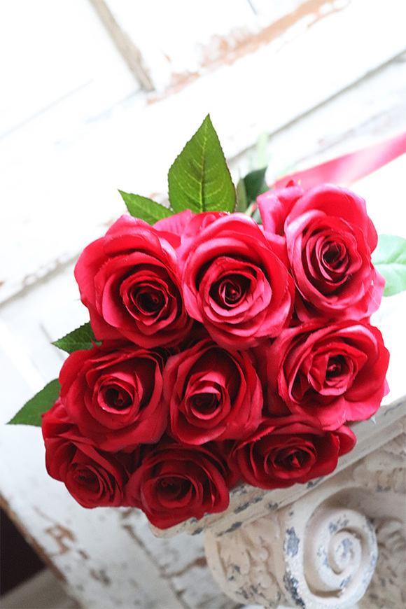 bukiet róż, Czerwień Miłosna, 9szt, dł.54cm 