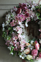 dekoracyjny różowy wianek, Pink & Green Canoe, śr. 40cm 