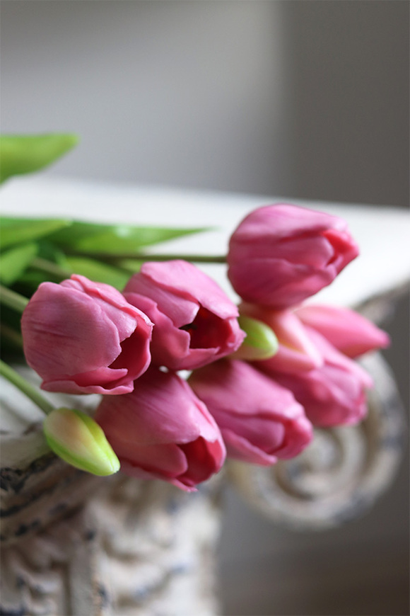 April New, bukiet tulipanów silikonowych Pudrowy Róż