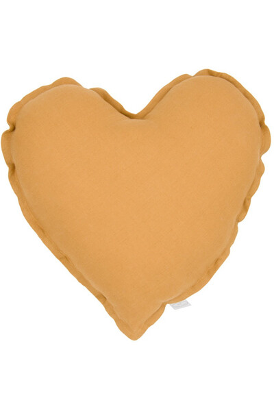 Heart Pillow, lniana poduszka w kształcie serca, karmelowy