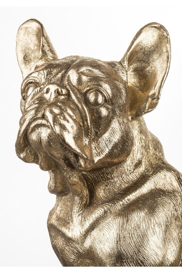 Buldog Francuski, złota figurka dekoracyjna pies