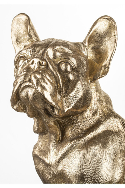 Buldog Francuski, złota figurka dekoracyjna pies
