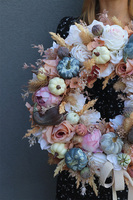 Dyniowy Sen, jesienny wianek z dyniami