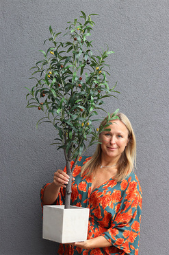 Drzewko Oliwne Concrete 2, sztuczna roślina w donicy, wys.120cm  