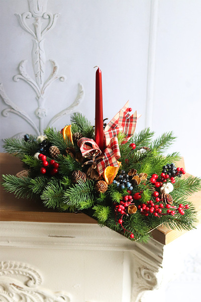 bożonarodzeniowy stroik na tacy, Wigilijna Radość 2