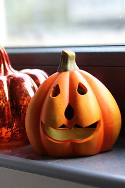 Happy Pumpkin B, dekoracyjna dynia ceramiczna lampion, wym.13x12cm