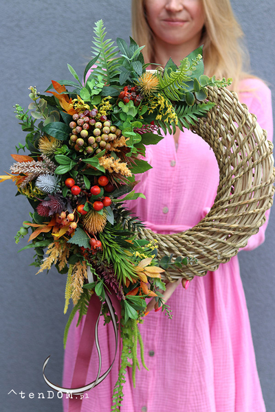 Jesienne Powitanie, jesienny wianek na drzwi