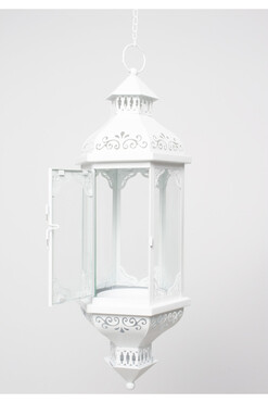 Caen Blanc, metalowy lampion latarnia wisząca, wym.102x18x20cm