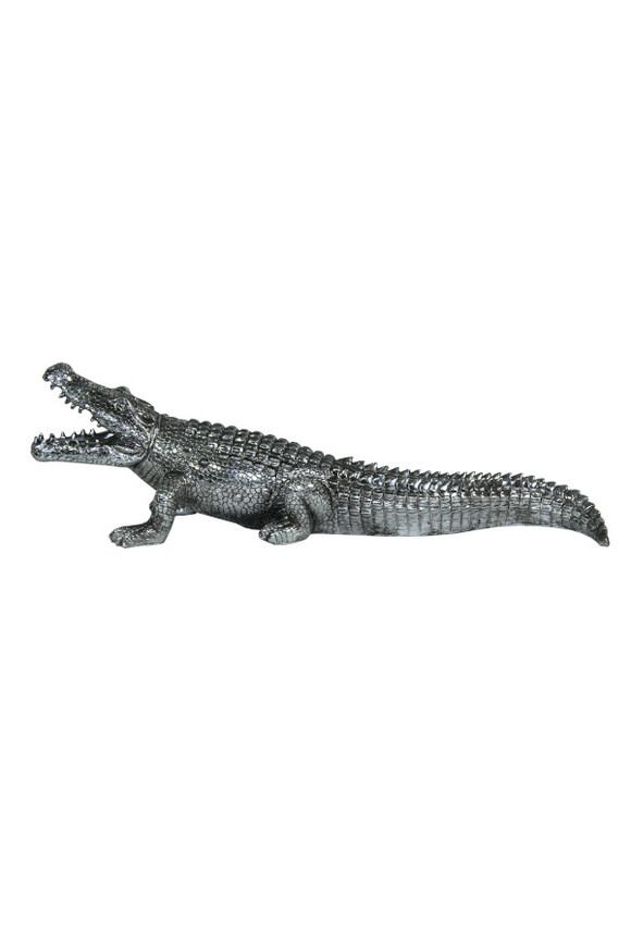 figurka Krokodyl duży, kolor srebrny, wym.20.5x67x18.5cm