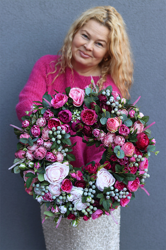 Pink Beliste 2, amarantowy wianek na drzwi