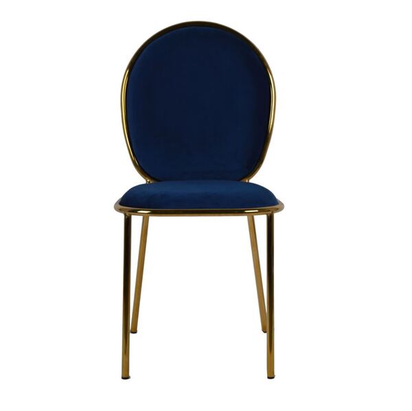 Prenolia, krzesło z welurowym obiciem, granatowe, wym.44x51x92cm 